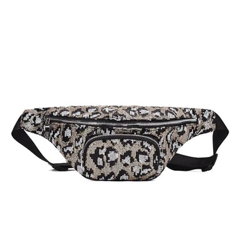

12PCS / LOT Sequin Leopard Chest Waist Belt Bag for Women Fanny Pack Luxury Brand Female Chest Bag Waist Pack Hip Bag