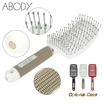 

Abody Hairbrush Nylon Detangle Women Hair Scalp Massage Comb Paddle Hair Brush Wet Hair Brush for Hairdressing Salon 3 Colors