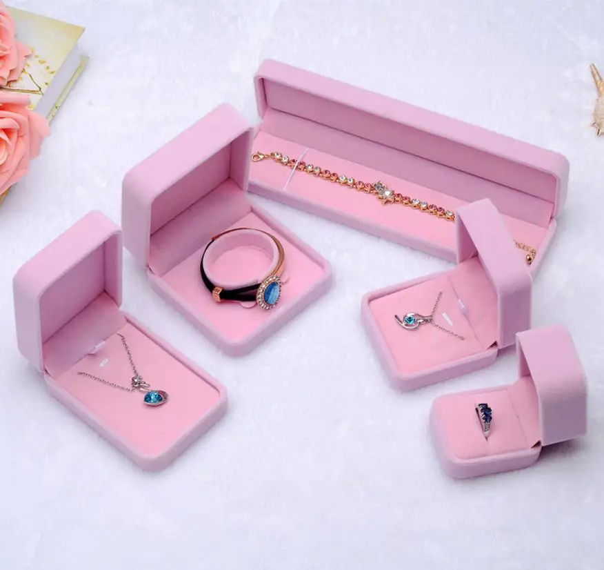 

New luxury Velvet Presentation Gift Jewellery Ring Necklace Bracelet Display Box Case simplicity Organizers drop shipping