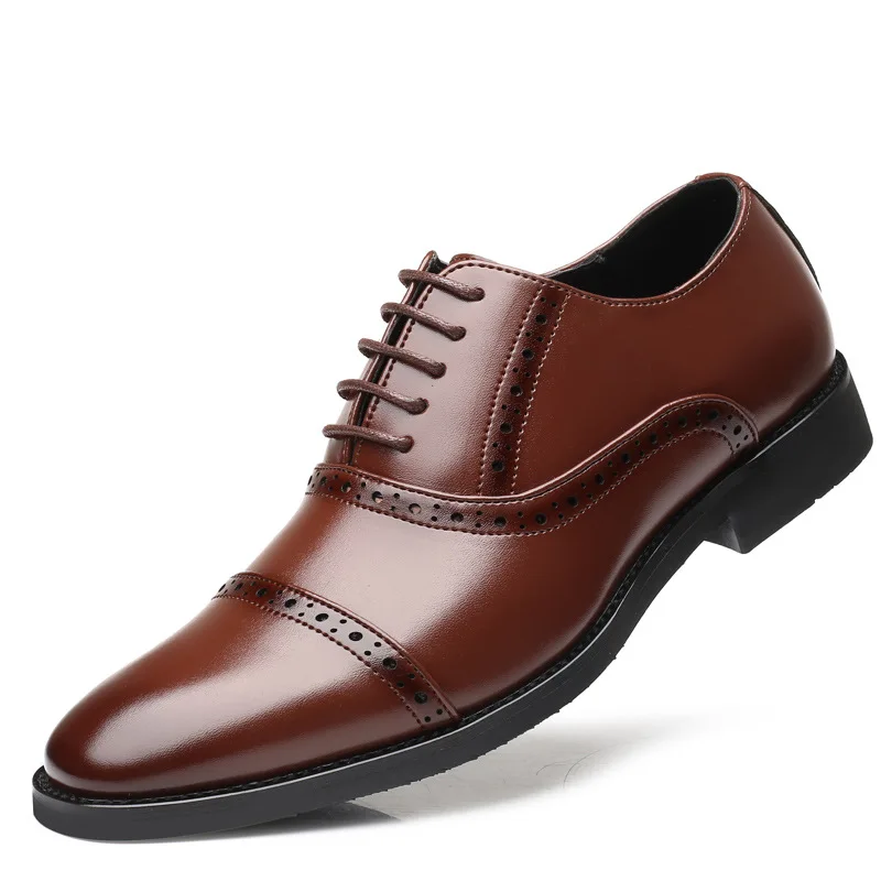 Модная мужская официальная обувь Высококачественная воздухопроницаемая кожаная обувь мужские деловые модельные Лоферы свадебные туфли оксфорды zapatos de hombre