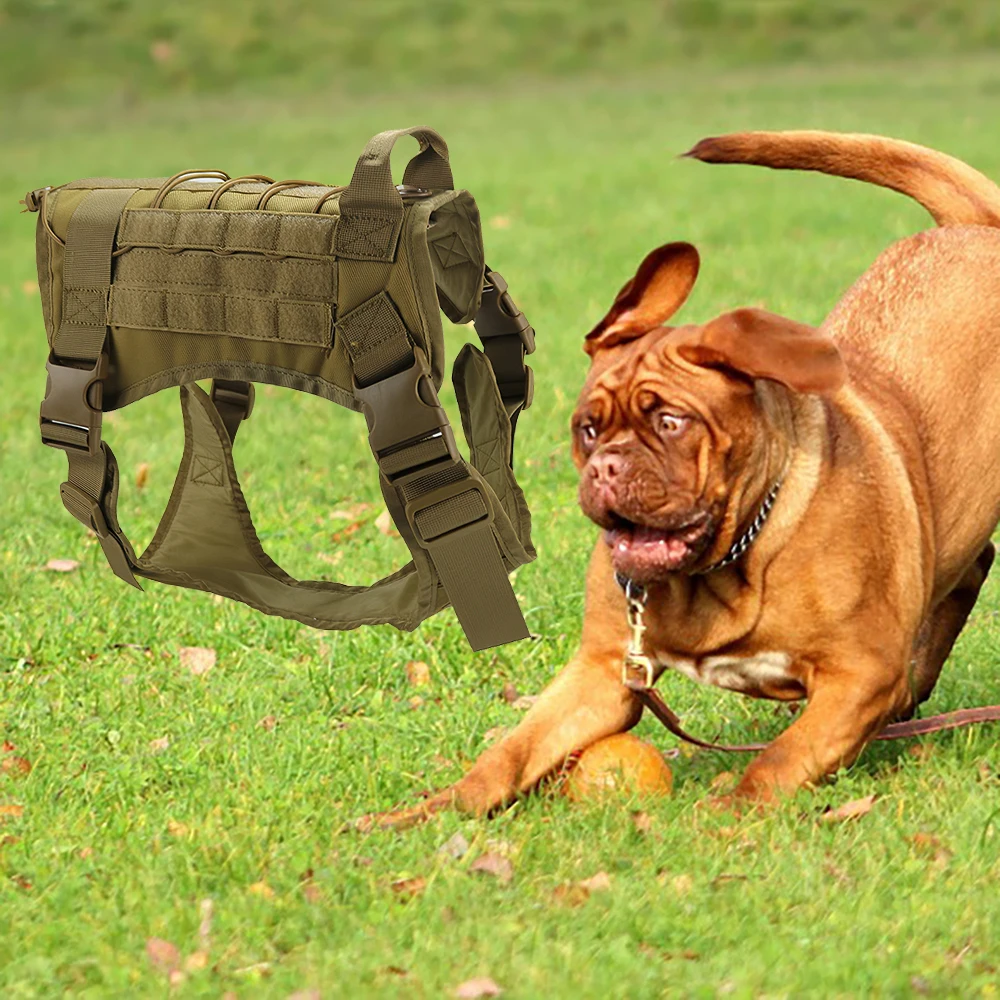 

Military Tactical Dog Modular Harness Vest with No Pull Handle Front Clip law enforcement Working Cannie Molle Hunting Vest