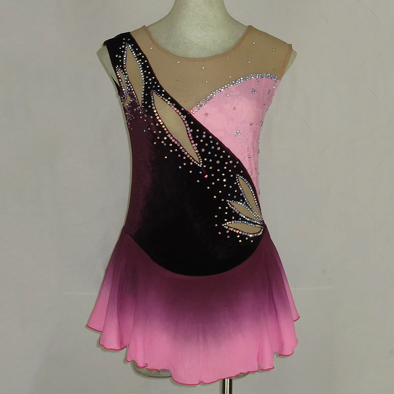 

Customized Costume Ice Skating Figure Skating Dress Gymnastics Competition Adult Child Girl Skirt Performance Training