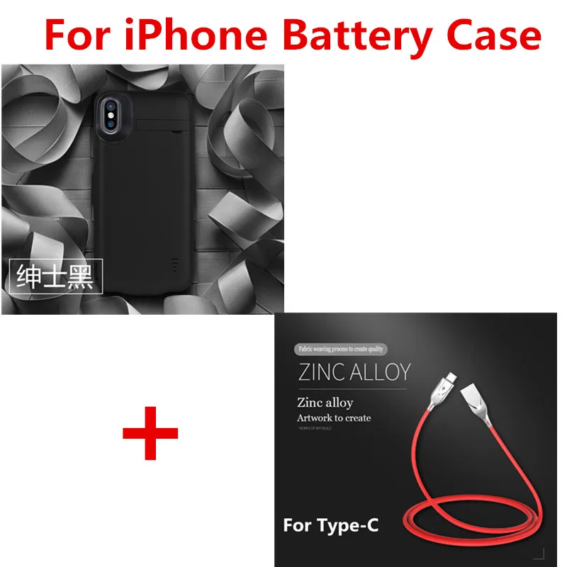 Новые Egeedigi 5500 мАч батарея чехол для iPhone X/Xs Портативный Внешний PowerBank с подставкой Быстрая зарядка для Универсальный мобильный телефон - Цвет: Add Type C Cable