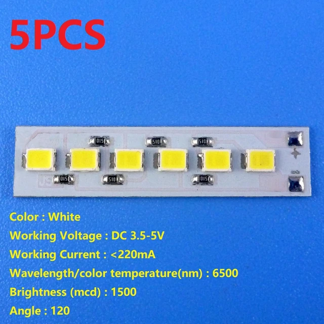 5x Dc 3.7v 5v 1.2w White Led Light & 1x 3.5-5v 2a Touch Switch Led Driver  Controller For Usb Mobile Power 18650 Lithium Battery - Integrated Circuits  - AliExpress