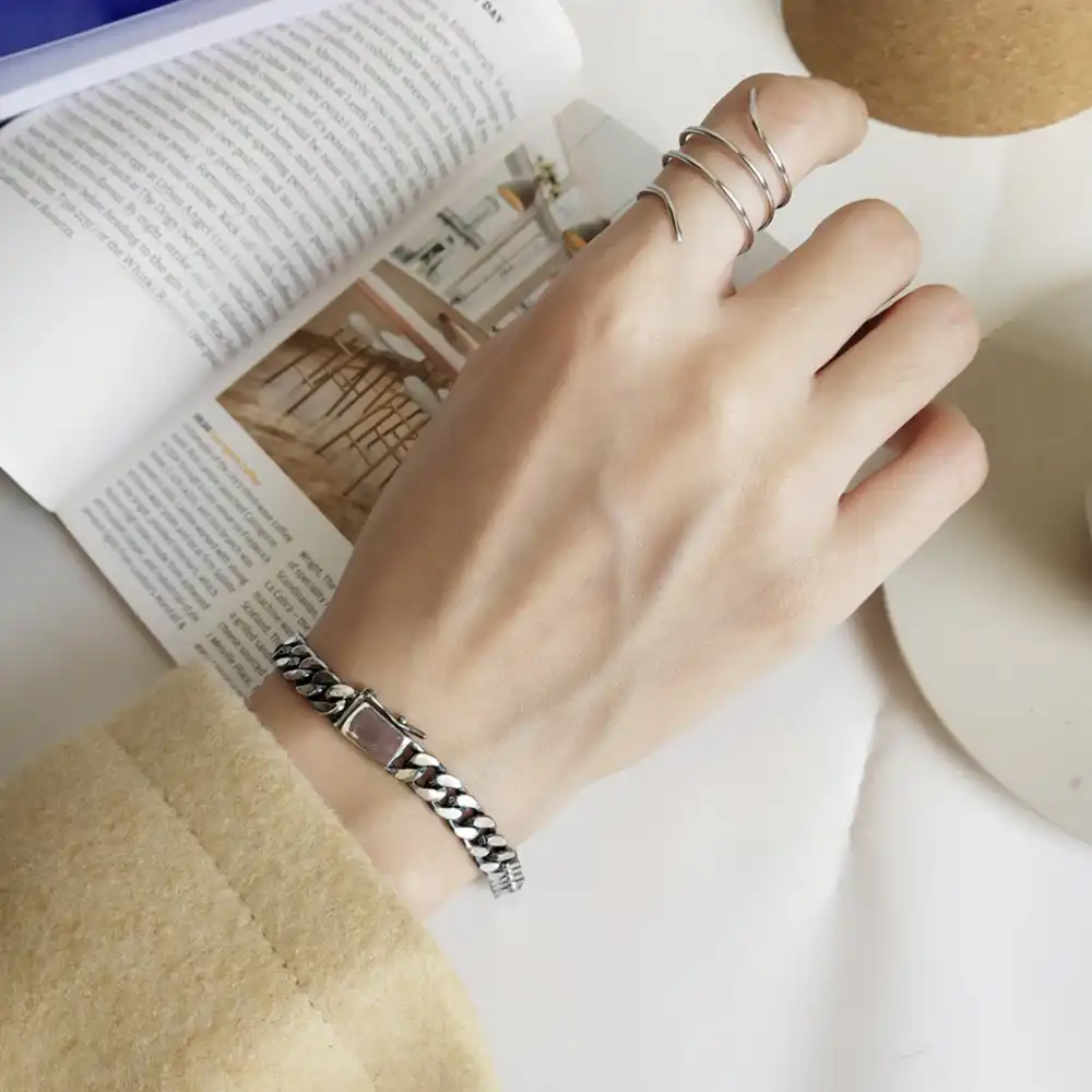 men's cuban link chain bracelet in sterling silver