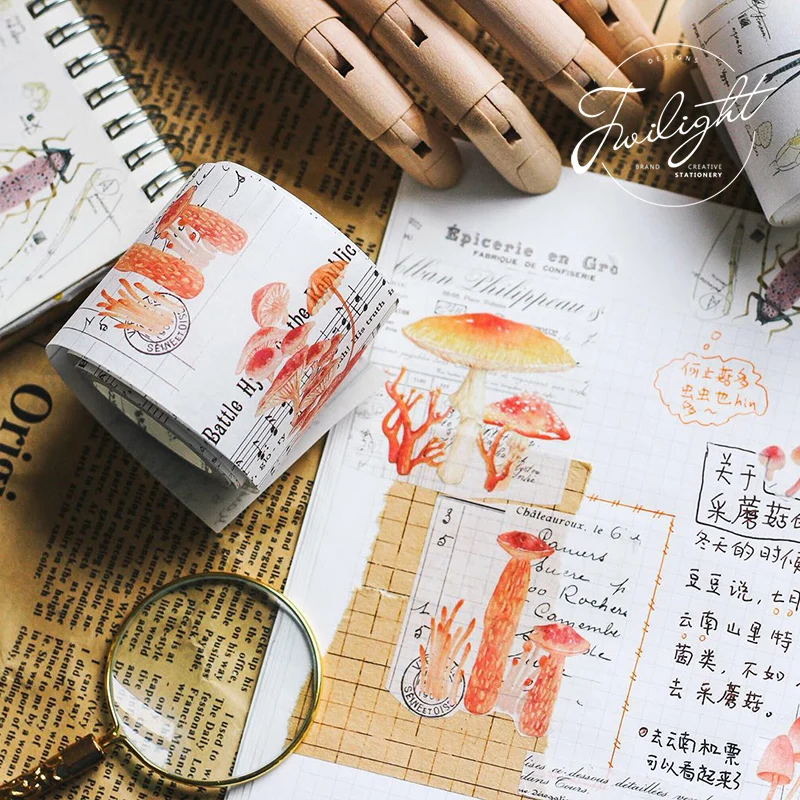 

5cm*5m Vintage mushroom plant washi tape DIY decoration scrapbooking planner masking tape adhesive tape label sticker