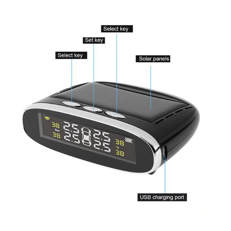 KSAOTU автомобильный TPMS система контроля давления в шинах Солнечная зарядка цифровой дисплей Автоматическая охранная сигнализация внутренняя энтернал