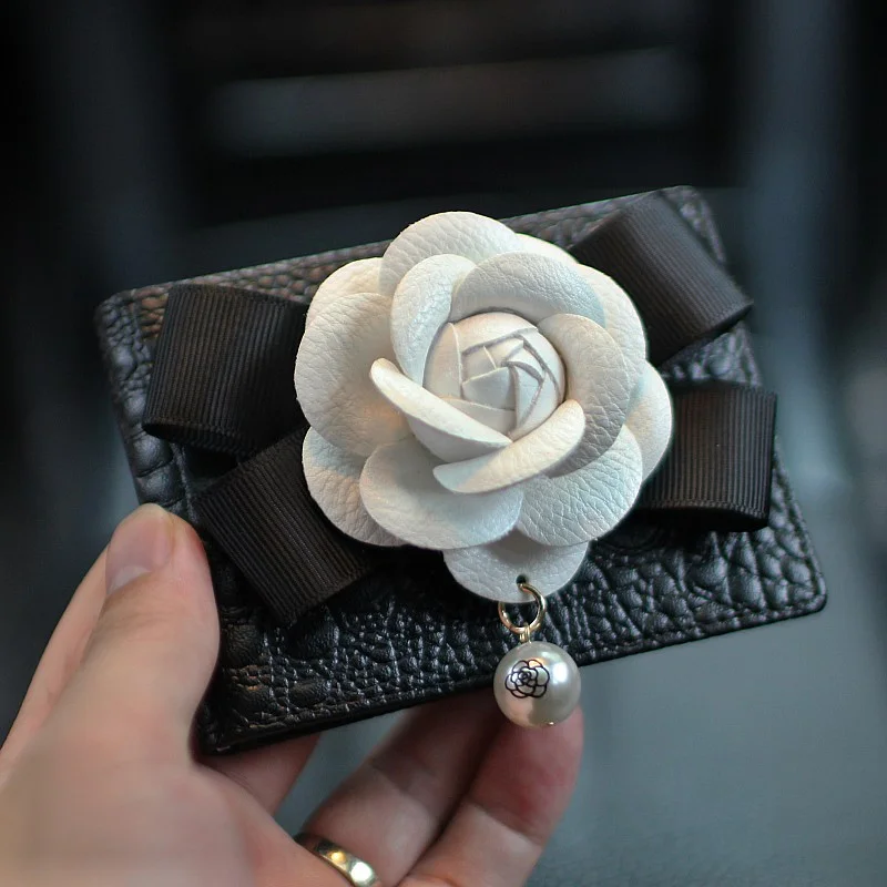 Fashion-Camellia-Flower-Genuine-Leather-Car-Key-Wallets-Women-Housekeeper-Holders-Car-Keychain-Zipper-Key-Bag-2