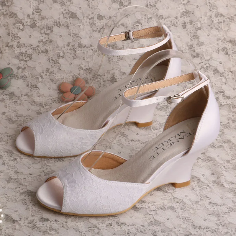 Wedopus MW560 Vrouwen Sleehak Wit Kant en Satijn Zomer Bruiloft Bruid  Sandalen|bride sandals|women wedgeswomens wedge heels - AliExpress