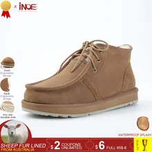 INOE Beckham same style men winter snow boots sheepskin leather winter shoes wool fur lined man winter shoes high quality 34-44