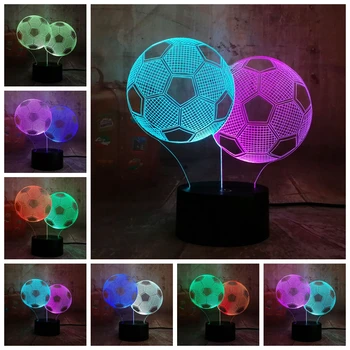 

Sports Style Two Football Soccer 3D LED Night Lihgt Double Mixed Dual Colors Kid Gift Home Decor Lustre Table Lamp Multicolor