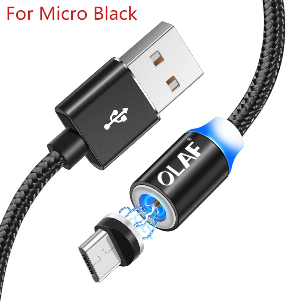 Магнитный кабель Олаф Micro usb Type C адаптер для быстрой зарядки Microusb Type-C магнитное зарядное устройство USB C для iphone Huawei Samsung xiaomi - Цвет: black micro cable