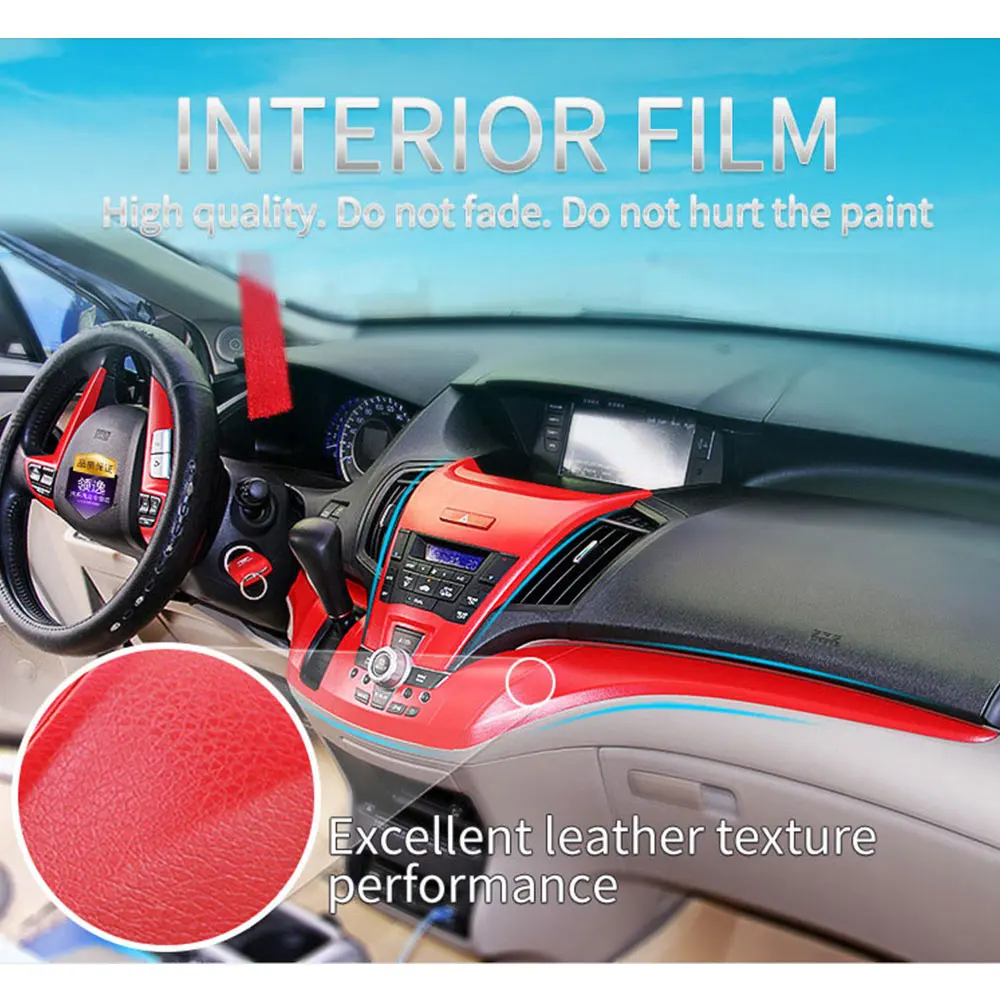 

100x30cm Leather Pattern Adhesive PVC Vinyl Film Sticker Auto Car Internal Decor Protective Strength Anti Scratch Film