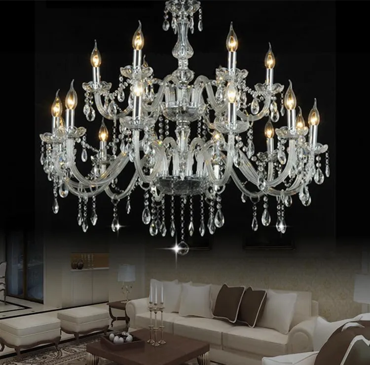 

Foyer Parlor 12-18 arm led candle holders chandeliers modern K9 transparent crystal lamp living room lustres bedroom chandelier