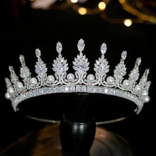 Brillante princesa simple tiara corona de cristal perla accesorios para el cabello de la boda de plata banda para el cabello sombre