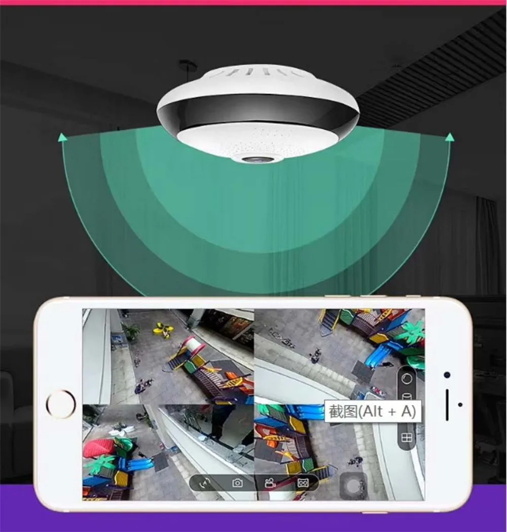 Камера видеонаблюдения HQCAM рыбий глаз 360 МП панорамная Wi Fi|Камеры