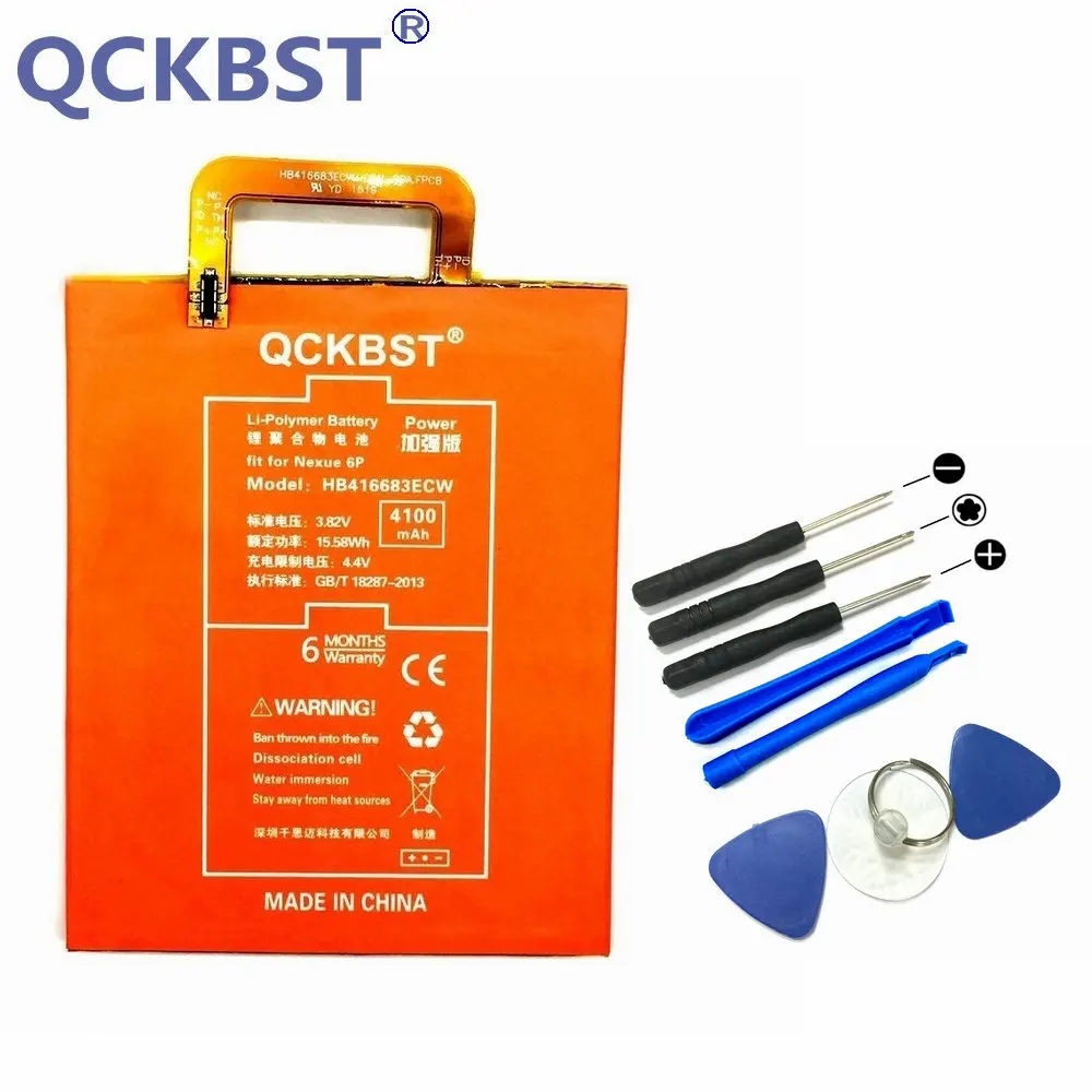 Аккумулятор большой емкости QCKBST HB416683ECW 4100 мАч для Huawei Google Ascend Nexus 6P H1511 H1512