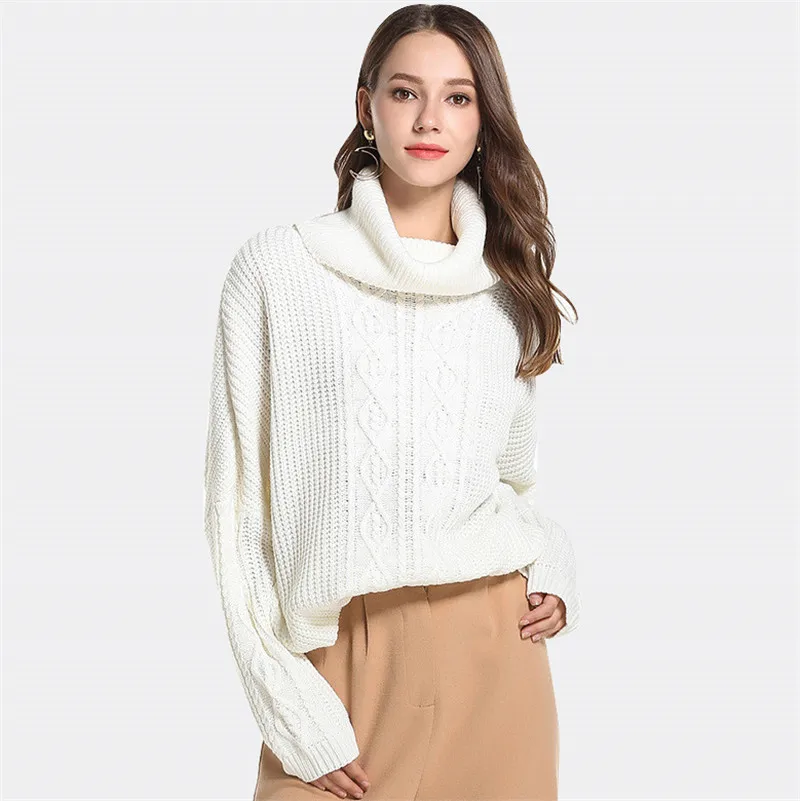 Turtleneck Sweater Women Solid Autumn Long Sleeve Knitted Sweaters and Pullovers Casual Loose Femme Winter Warm Sweater Mujer Sweaters