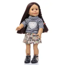 Fashion American Girl Doll Toys Girl Birthday Gift Brinquedos 18″ Play Doll with Dark skin tone