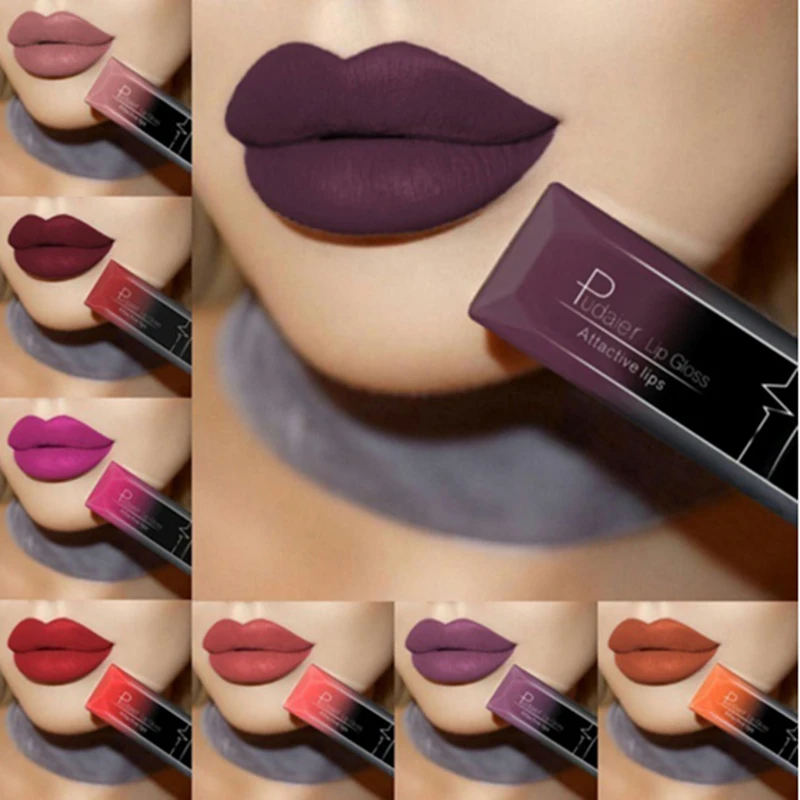 

Pudaier Matte Liquid Lipstick Sexy Velvet Lasting Waterproof Lip Tint Lip loss Lip Gloss Profesional Cosmetic 21 color select