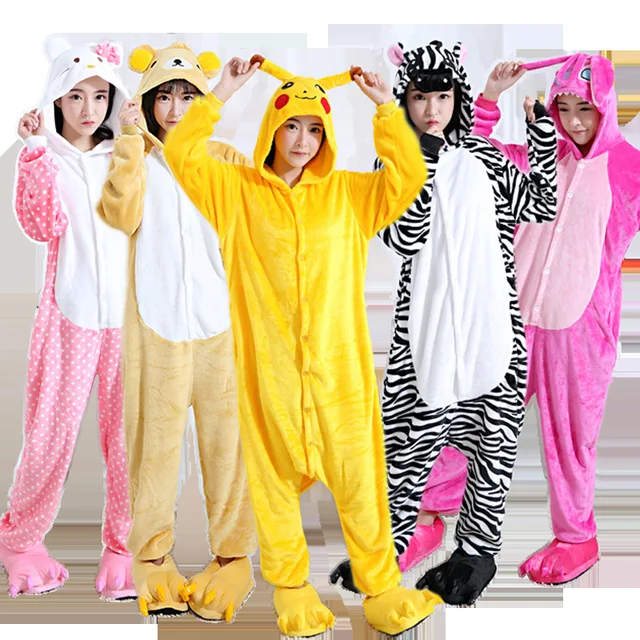kids adult unicorn pajamas animal onesies children jumpsuits halloween costume dinosaur stitch pikachu cow totoro giraffe