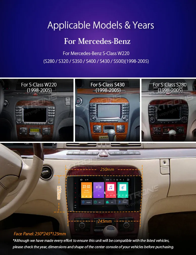 Excellent 8" Android 8.0 OS Car Multimedia Navigation GPS Radio for Mercedes-Benz S-Class W220 1998-2005 with Car Play Function Support 3