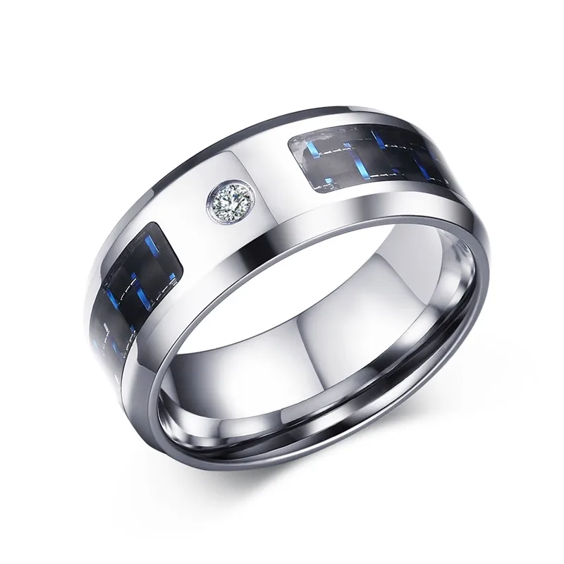 Vnox новинка года палец кольцо для Для мужчин мужской zincon Кольца пустой и синий углеродного Волокно - Цвет основного камня: R230