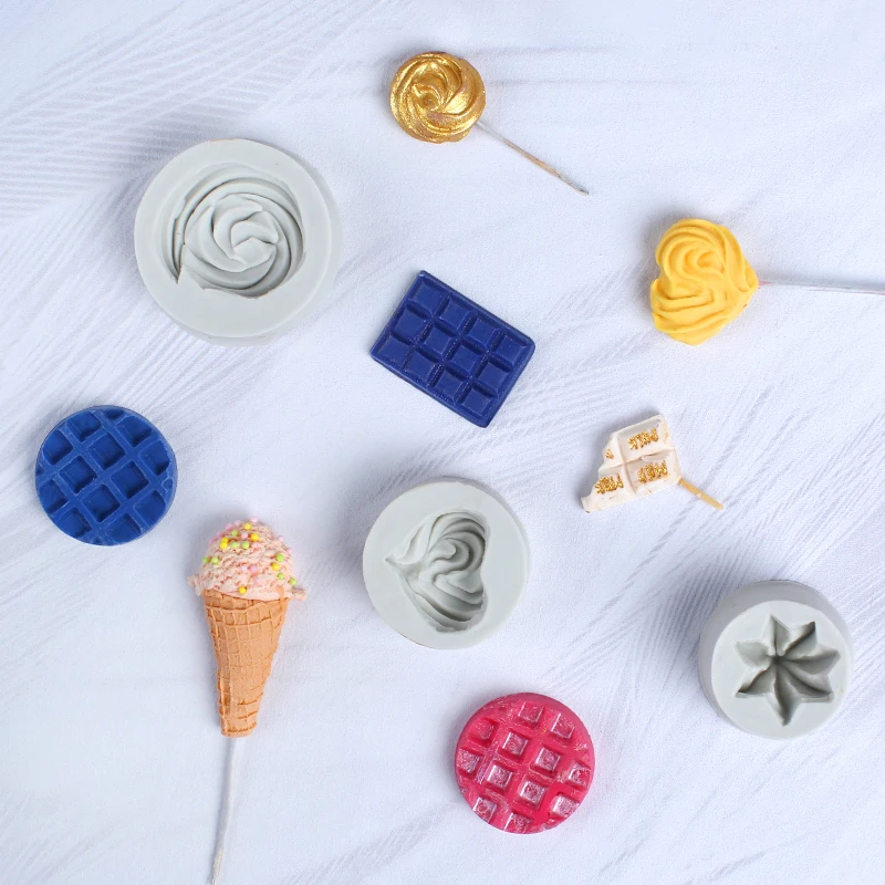

1PC Ice Cream Sweet Tube Silicone Mold Lollipop/Waffles/Shells Fondant Cake Decorating Tool Mould DIY Birthday Wedding Cake Mold