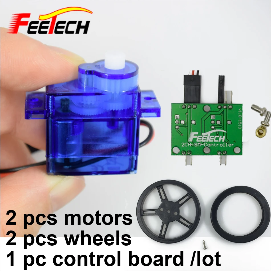 

2 pcs Feetech FM90 Motors + Wheels + 1 pc Control Board Micro Motor with Wheel For RC Car Boat Robot Drones