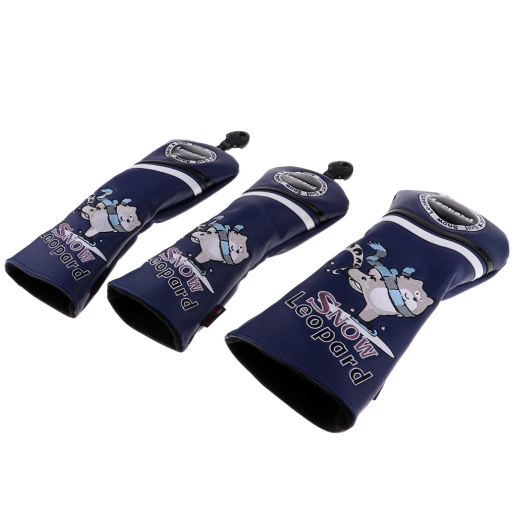3 of 4Pcs PU Leather Golf Head Covers for #1 Driver #3 #5 UT Fairway Woods Club Headcovers Replacement & Interchangeable No. Tag