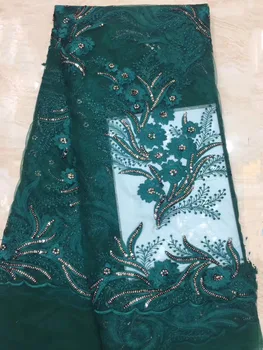 

Nigerian Tulle Lace Fabaric Latest Design 2019 High Quality French African Sequins Lace Fabric For Wedding Dress