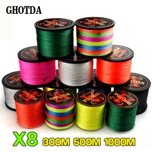 Плетеная рыболовная леска GHOTDA, 300 м, 500 м, 1000 м, 8 жил, многонитевая рыболовная леска для ловли карпа, 13-119 фунтов