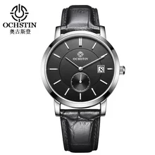 OCHSTIN Top Brand Мужские Часы Кожаный Ремешок Дата 5ATM Спортивные Часы Мужчины Повседневная Роман Масштаб Бизнеса Кварцевые Наручные часы