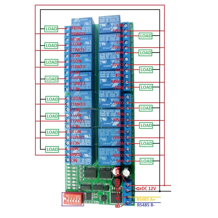 DC 12 В Realy 16 канальный RS485 релейный модуль RTU релейная плата PLC контроллер последовательный порт переключатель 485 релис высокое качество