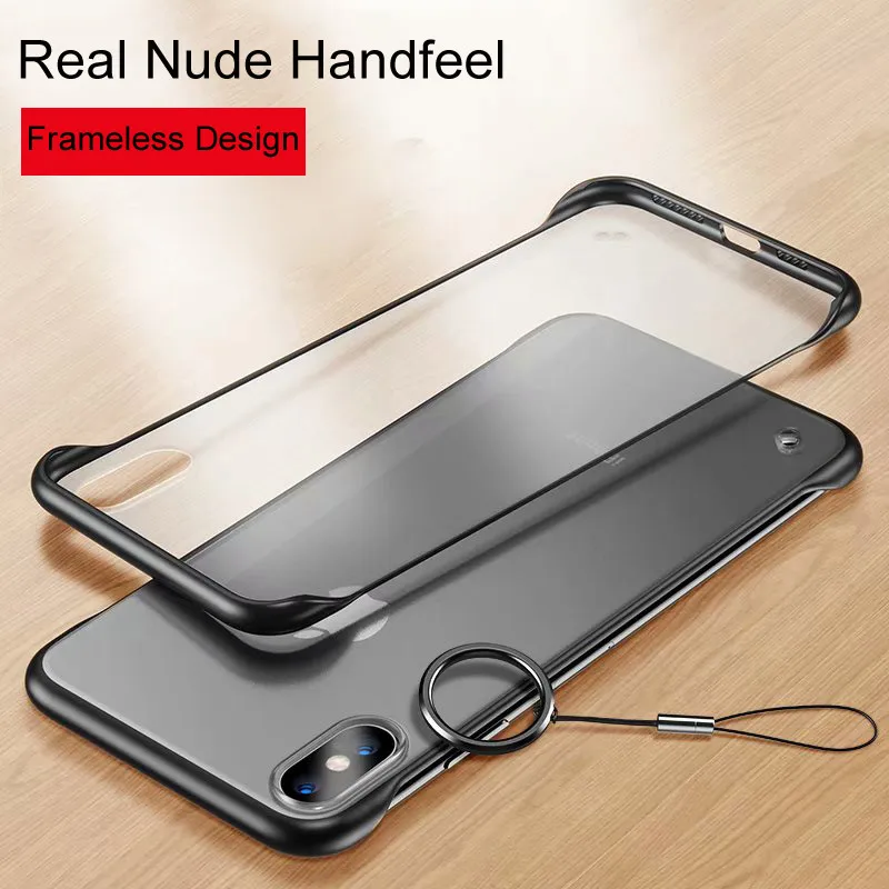 

Luxury Frameless Design Phone Cases For iPhone 6 6s 7 8 Plus X XR XS Max Ring Scrub Hard PC For iPhone 8 Shockproof Back Cover