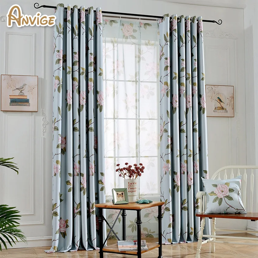 Printing Half Blackout Curtain Window Cortina Bedroom Curtains for