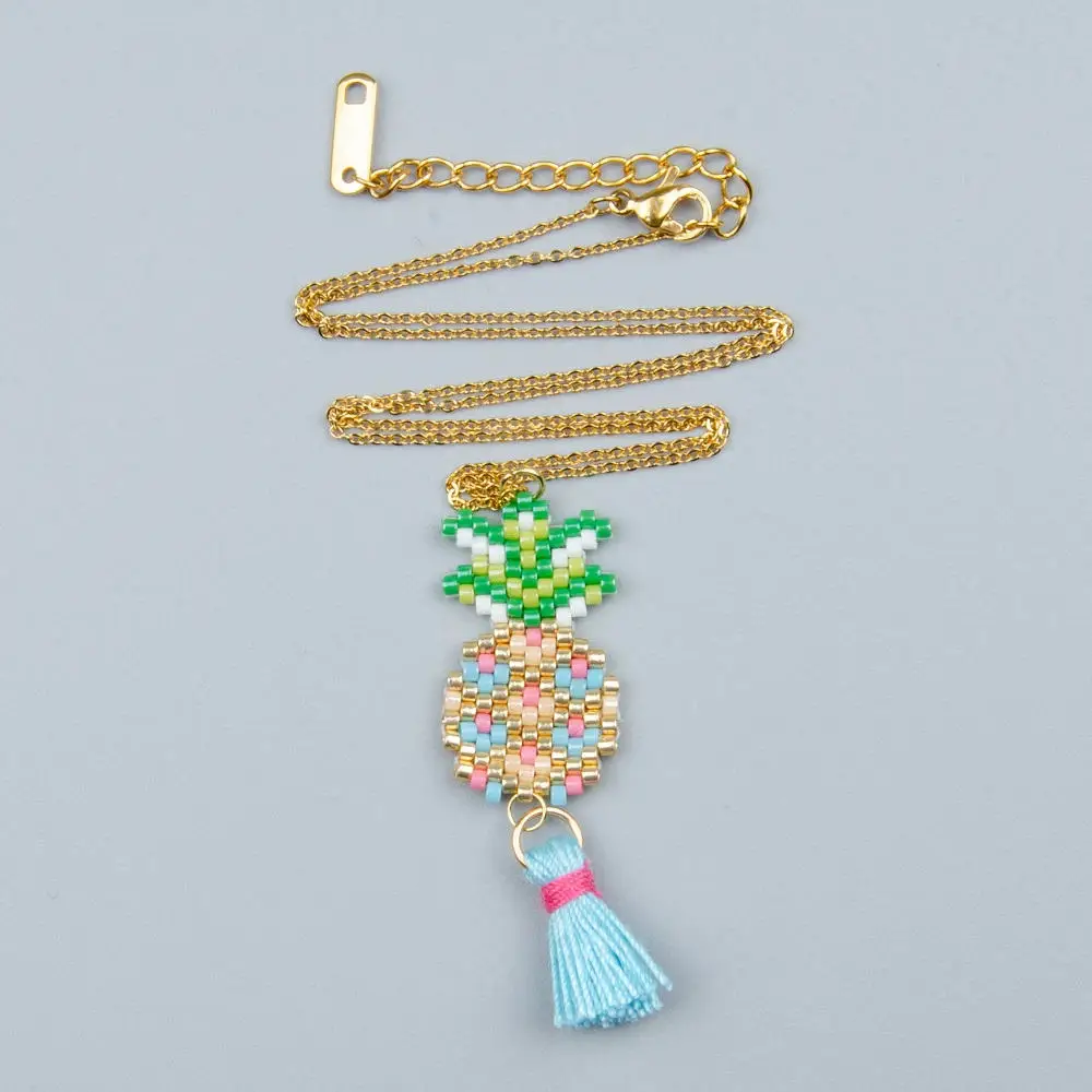 Go2boho MIYUKI ожерелье Бохо кулон с ананасом ожерелье s ювелирные изделия кисточкой Богемия чокер для женщин ручной работы подарок из нержавеющей стали - Окраска металла: MI-N180251B MIYUKI
