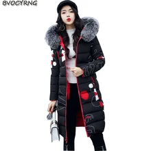 2017New Winter Women Fashion Warm Coat Hooded Thickening Big Yards High-end Eiderdown Cotton Double Sided Sweet Long Parka Q605