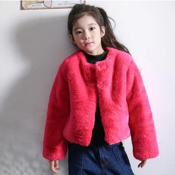 

Kids girls winter clothing 2016 winter Children Girl Faux Rabbit Fur coat