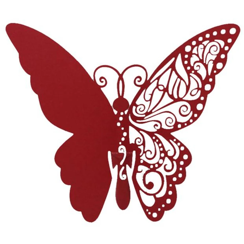 New 50 Pcs Butterfly Wine Glass Paper Card for Wedding Party White Wedding Party Decoration Table Seat Decoration #Q21R (18)