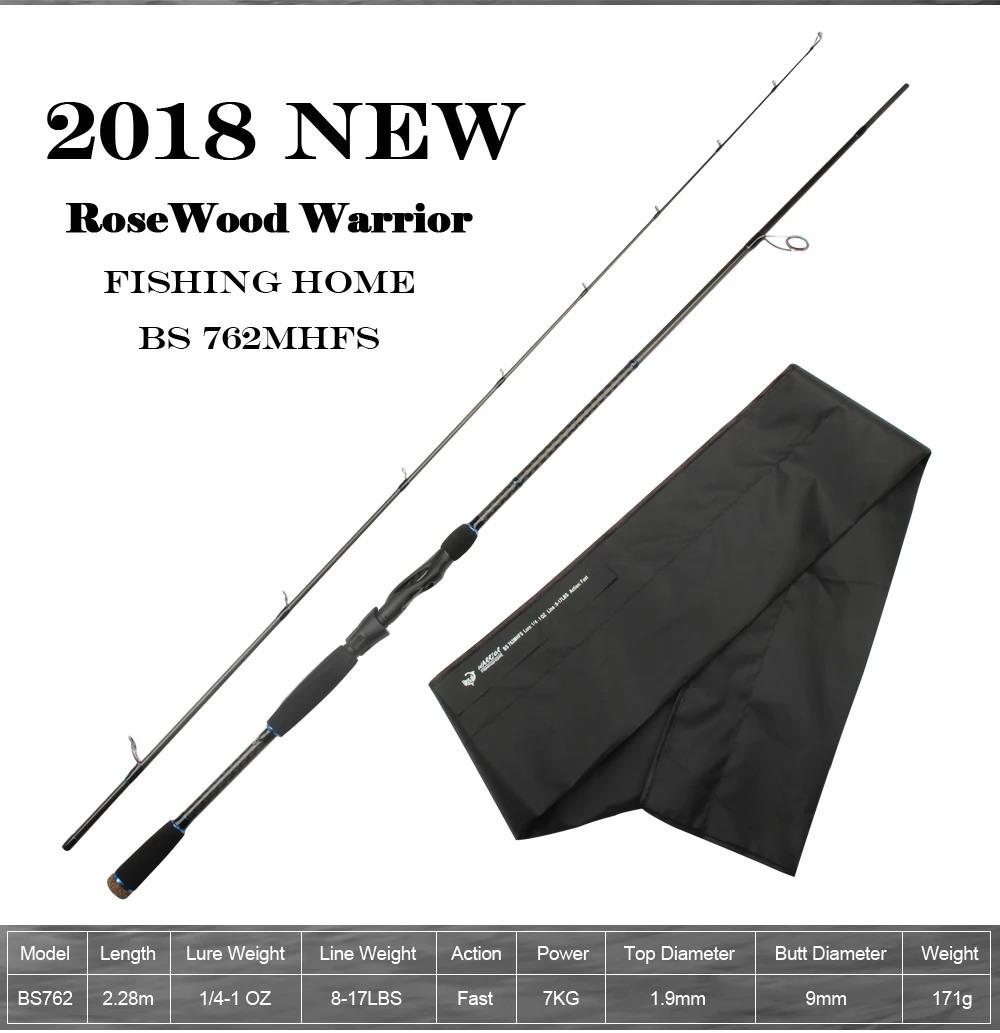 RoseWood Classic BASS Fishing Rod Spinning 7g - 28g, 8-17 LBS, Fast Action, 7KG Max Power 2.28m Professional Bass Rod  (1)