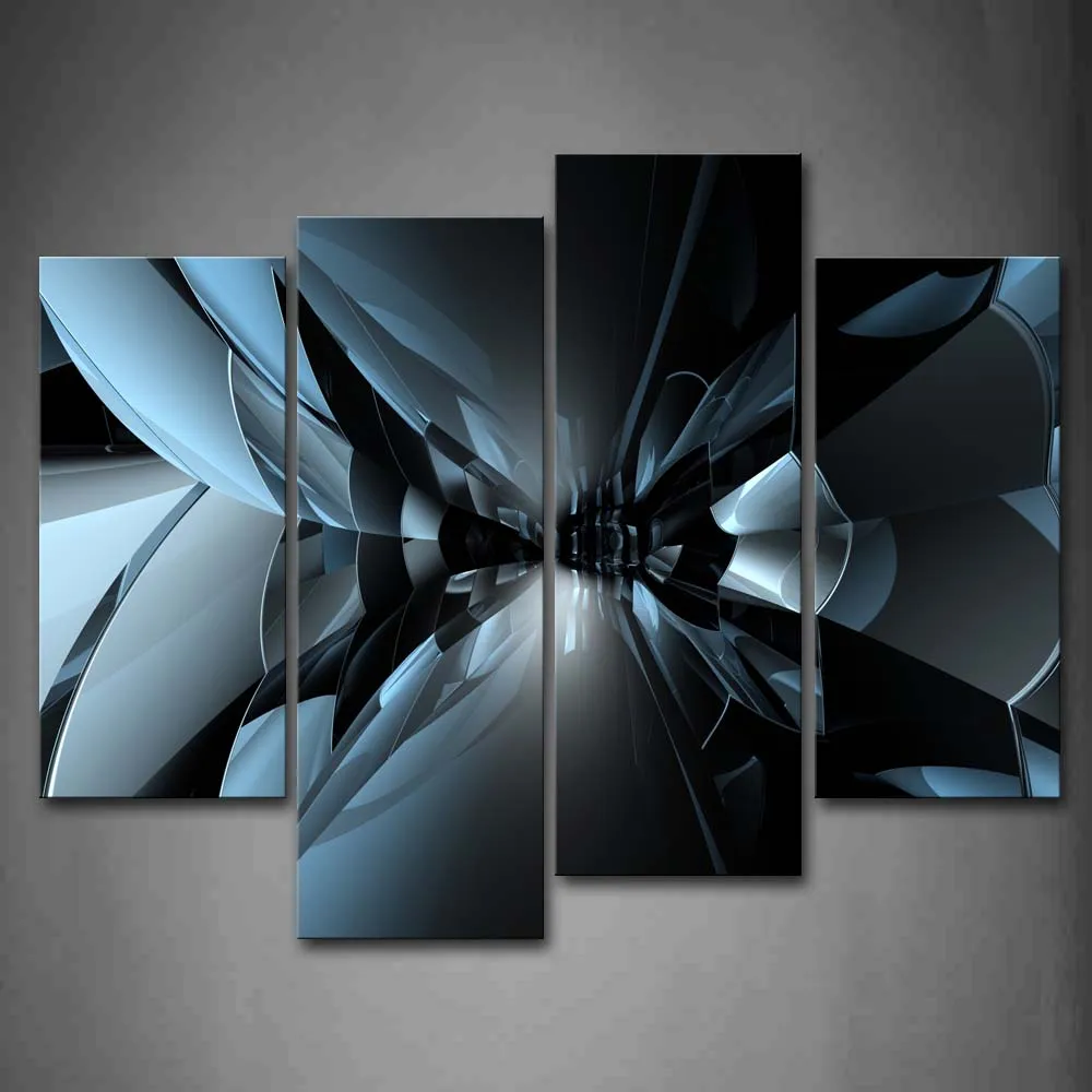 

Framed Wall Art Pictures Abstract Blue Black Canvas Print Abstract Posters With Wooden Frames For Home Living Room Decor