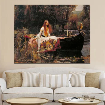 

The Lady of Shalott Women Portrait Canvas Painting Vintga Posters and Prints Scandinavian Nordic Wall Picture for Living Room