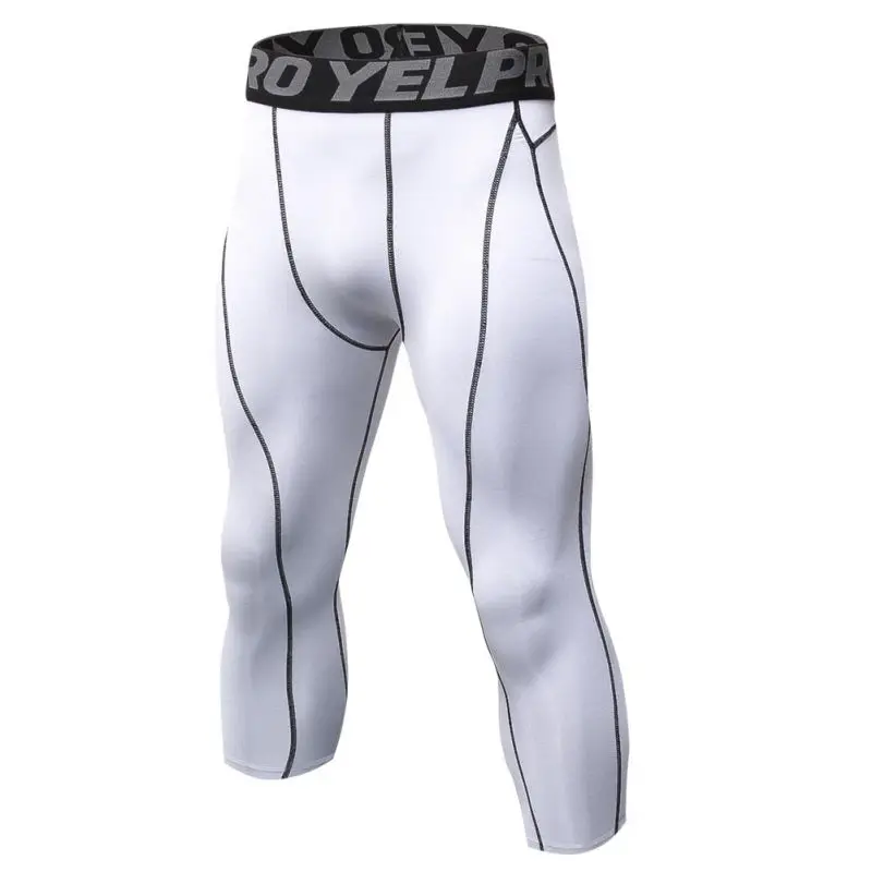 

2018 New Summer Men's Compression Gym Running Base Skins Tights Running Long Pants 7 points quick dry pants Plus Size