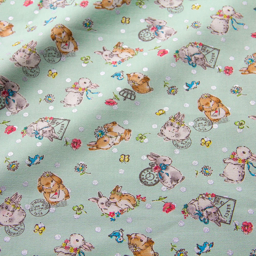 

50cm*110cm Japanese Kokka Oxford Cotton Fabric Patchwork Quilting Cloth Fabric Textile For Sewing Retro Rabbit B