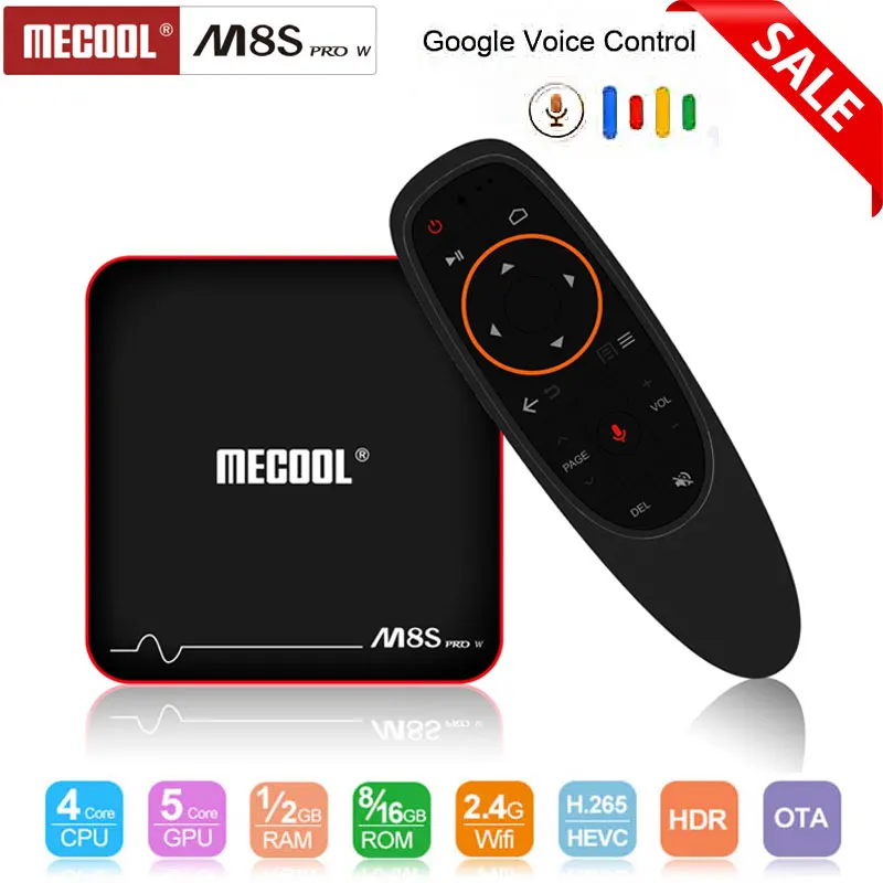 MECOOL M8S PRO W Amlogic S905W четырехъядерный Смарт ТВ приставка android 7,1 2 ГБ DDR3 16 Гб 2,4G WiFi 4K UHD видео Голосовое управление медиаплей