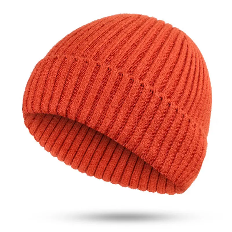Мужские зимние теплые зимние шапки из толстой шерсти, мягкие вязаные шапки, Стильные повседневные шапочки, уютные хлопковые лыжные теплые защитные шапки с ушками - Цвет: Orange