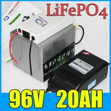 92V 20AH LiFePO4 Battery Pack ,2000W Electric bicycle Scooter lithium battery + BMS + Charger , Free Shipping