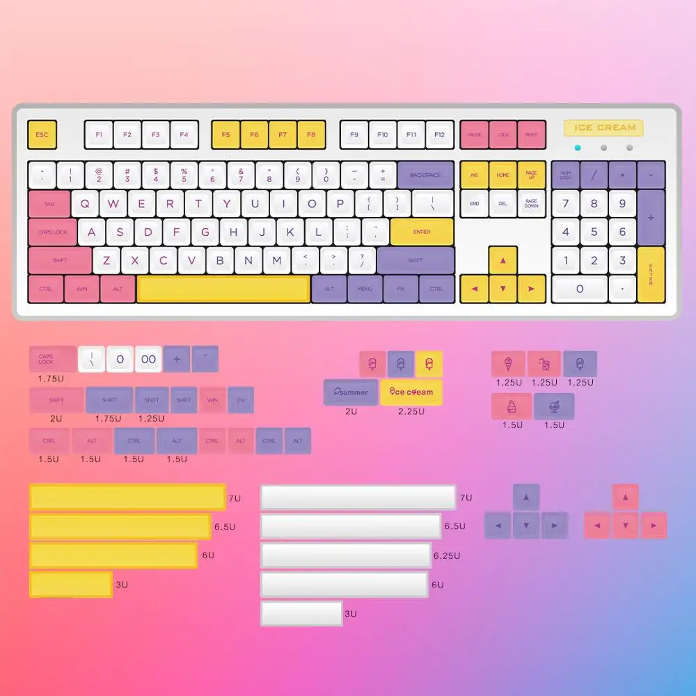 

XDA ICE CREAM keycaps PBT Dye-subbed keys for cherry mx mechanical keyboard