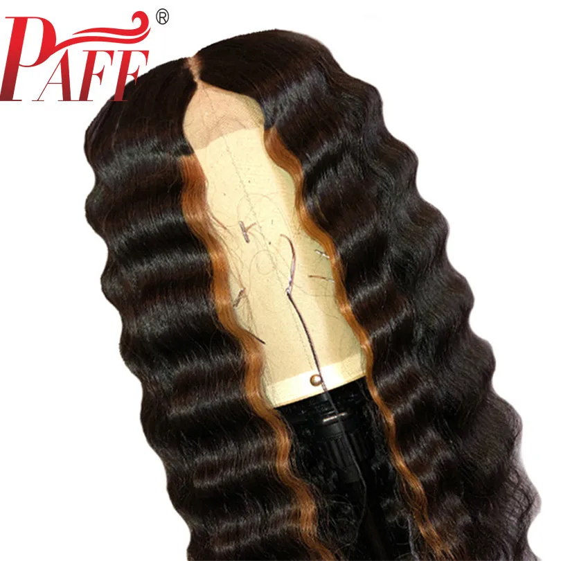 PAFF бесклеевые человеческие волосы полный парик шнурка 180% Remy бразильские волосы Свободные глубокие Омбре подчеркивает 1B/30# цвет Предварительно выщипанные волосы